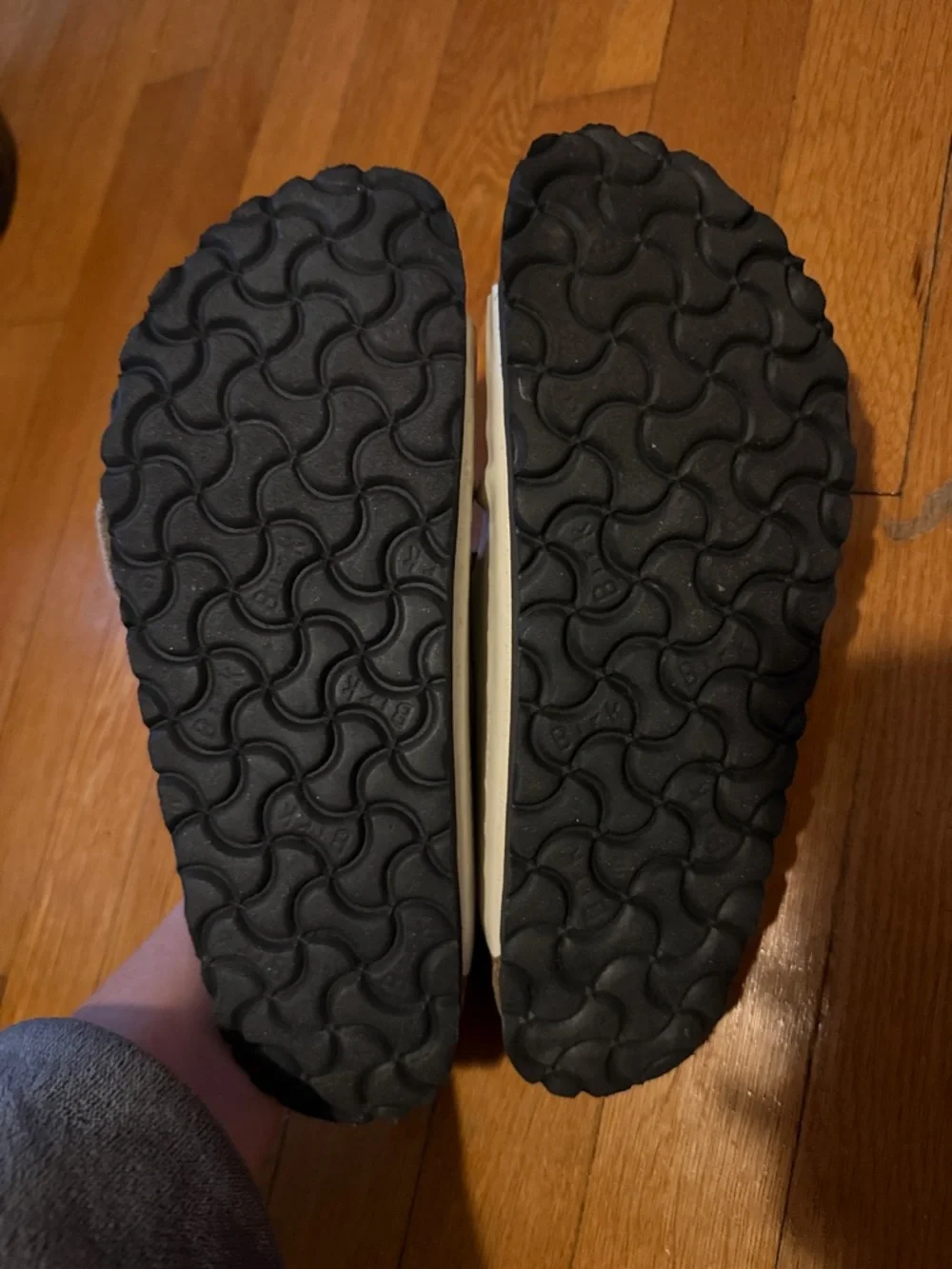 Birkenstock Women's Double-Buckle Slide Sandals in White with Gold Buckles - Picture 2 of 4